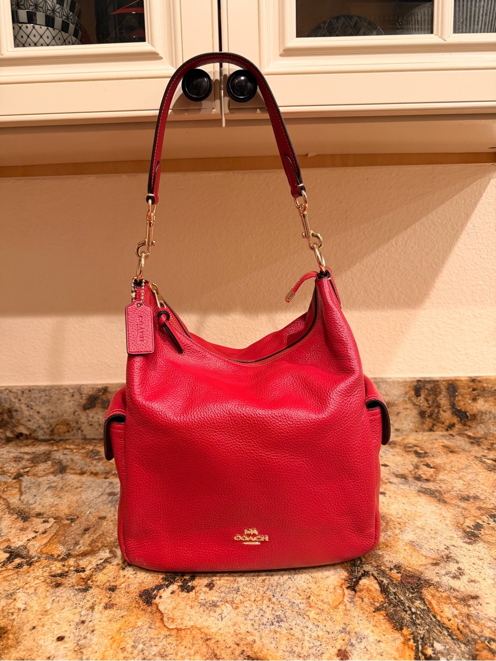Coach Pennie Leather Shoulder Bag in Red